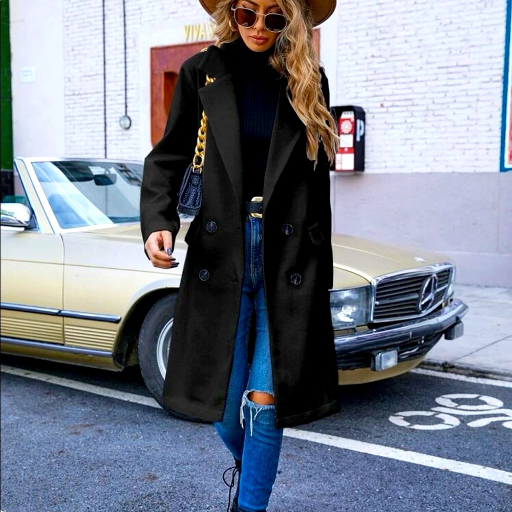 Black long coat/ over coat for women
